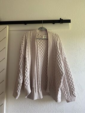 Abercrombie & Fitch Open-Front Cable Knit Cardigan - Light Taupe Size XL